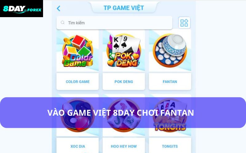 Chơi Fantan game Việt 8Day tỷ lệ thắng cược khá cao